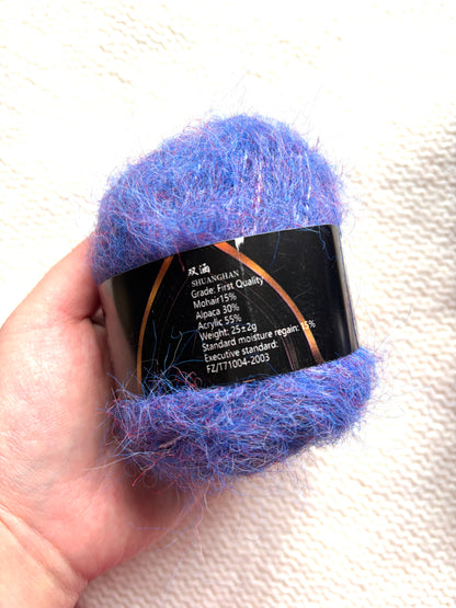 6 balls x 25g Mohair Alpaca yarn : Mohair + Alpaca + Acrylic : colour 08