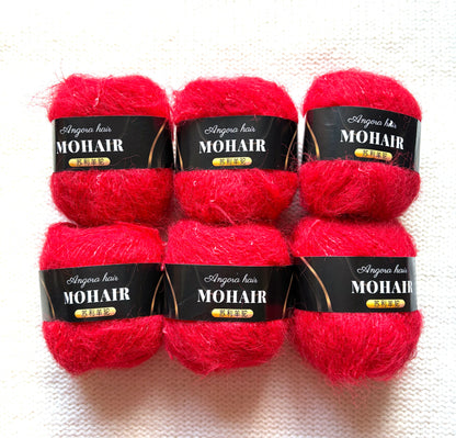 6 balls x 25g Mohair Alpaca yarn : Mohair + Alpaca + Acrylic : colour 24