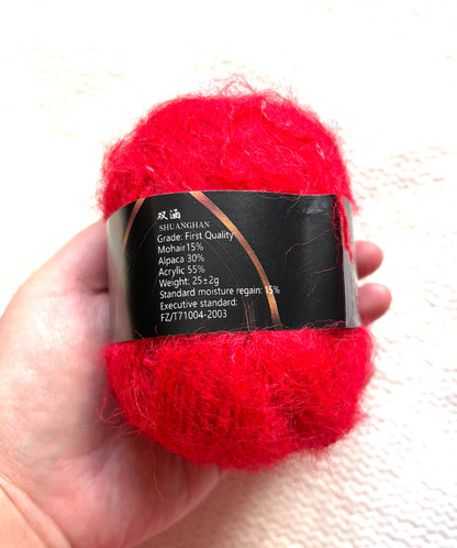 6 balls x 25g Mohair Alpaca yarn : Mohair + Alpaca + Acrylic : colour 24