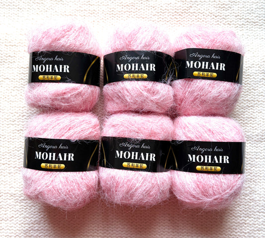 6 balls x 25g Mohair Alpaca yarn : Mohair + Alpaca + Acrylic : colour 01