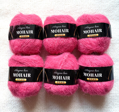 6 balls x 25g Mohair Alpaca yarn : Mohair + Alpaca + Acrylic : colour 23