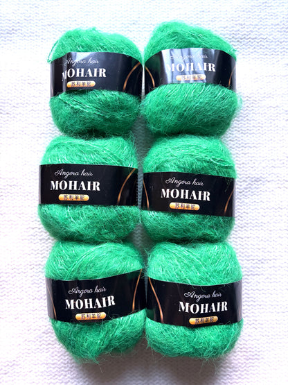 6 balls x 25g Mohair Alpaca yarn : Mohair + Alpaca + Acrylic : colour 25