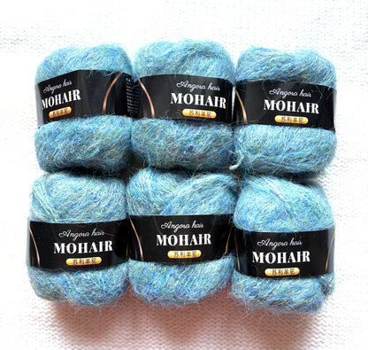 6 balls x 25g Mohair Alpaca yarn : Mohair + Alpaca + Acrylic : colour 12