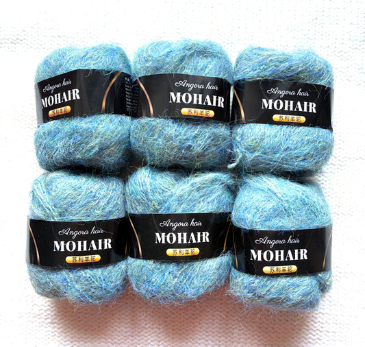 6 balls x 25g Mohair Alpaca yarn : Mohair + Alpaca + Acrylic : colour 12