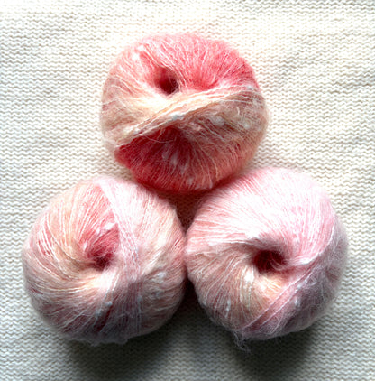 3 balls x 50g Mohair yarn : Gradient Pink  Multicolour : 01
