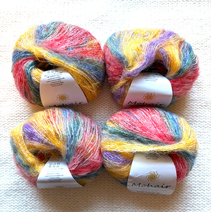 4 balls x 25g Cashmere Mohair yarn : Mohair + Wool + Cashmere + Nylon : Colour 02