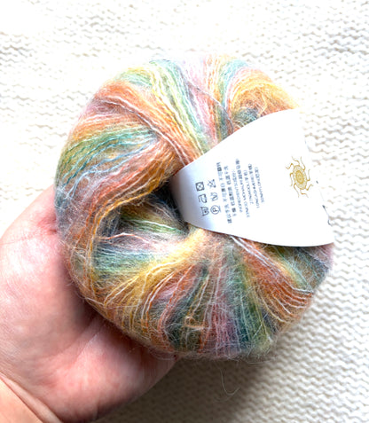 4 balls x 25g Cashmere Mohair yarn : Mohair + Wool + Cashmere + Nylon : Colour 24