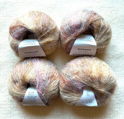 4 balls x 25g Cashmere Mohair yarn : Mohair + Wool + Cashmere + Nylon : Colour 01