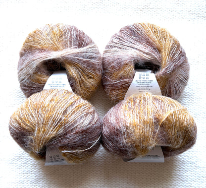 4 balls x 25g Cashmere Mohair yarn : Mohair + Wool + Cashmere + Nylon : Colour 11