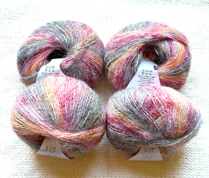 4 balls x 25g Cashmere Mohair yarn : Mohair + Wool + Cashmere + Nylon : Colour 21