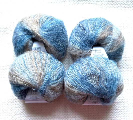 4 balls x 25g Cashmere Mohair yarn : Mohair + Wool + Cashmere + Nylon : Colour 16