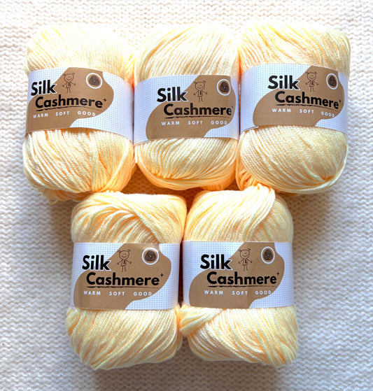 5 balls x 50g Cashmere Silk yarn : 60% Cashmere + 40% Silk : 03 Buttercream