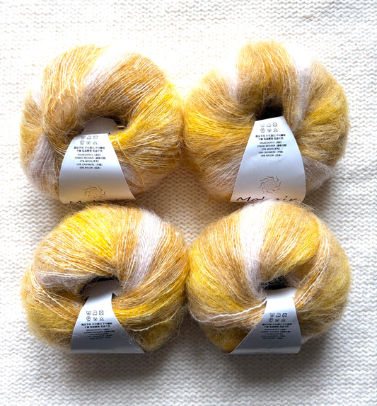 4 balls x 25g Cashmere Mohair yarn : Mohair + Wool + Cashmere + Nylon : Colour 13