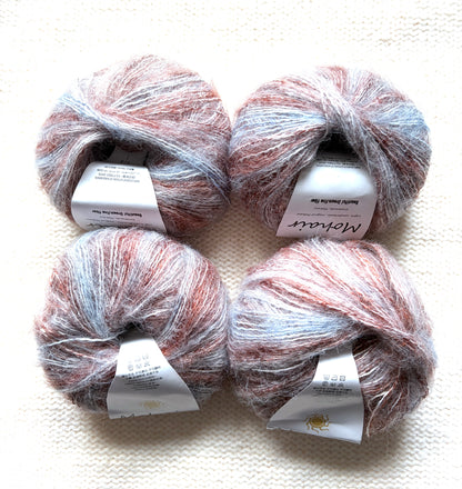 4 balls x 25g Cashmere Mohair yarn : Mohair + Wool + Cashmere + Nylon : Colour 23