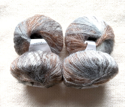 4 balls x 25g Cashmere Mohair yarn : Mohair + Wool + Cashmere + Nylon : Colour 03
