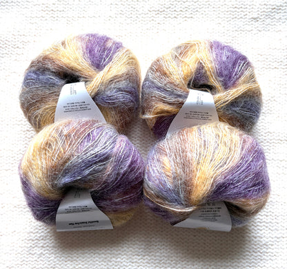 4 balls x 25g Cashmere Mohair yarn : Mohair + Wool + Cashmere + Nylon : Colour 22