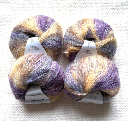 4 balls x 25g Cashmere Mohair yarn : Mohair + Wool + Cashmere + Nylon : Colour 22