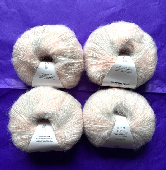 4 balls x 25g Cashmere Mohair yarn : Mohair + Wool + Cashmere + Nylon : Colour 12