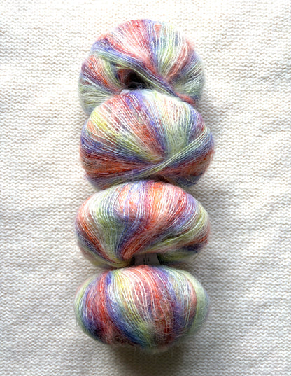 4 balls x 25g Cashmere Mohair yarn : Mohair + Wool + Cashmere + Nylon : Colour 05