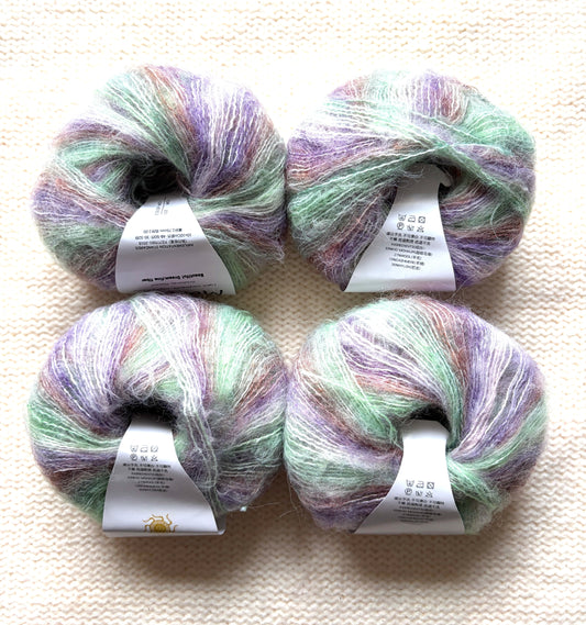 4 balls x 25g Cashmere Mohair yarn : Mohair + Wool + Cashmere + Nylon : Colour 08
