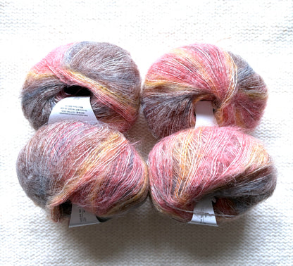 4 balls x 25g Cashmere Mohair yarn : Mohair + Wool + Cashmere + Nylon : Colour 10