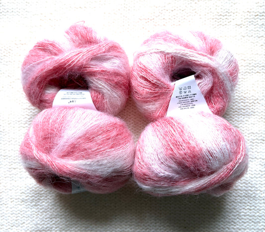 4 balls x 25g Cashmere Mohair yarn : Mohair + Wool + Cashmere + Nylon : Colour 20