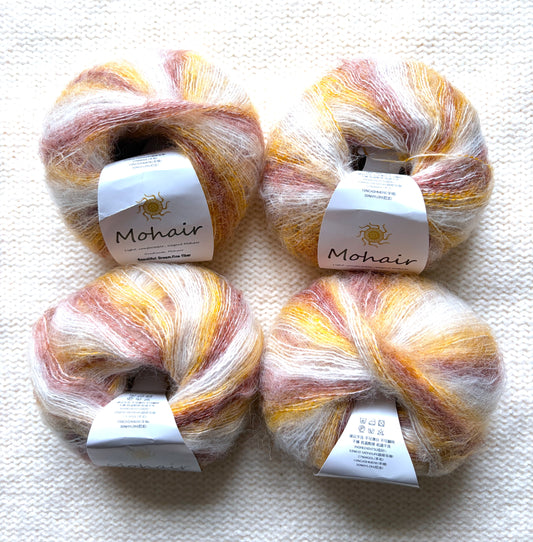 4 balls x 25g Cashmere Mohair yarn : Mohair + Wool + Cashmere + Nylon : Colour 25
