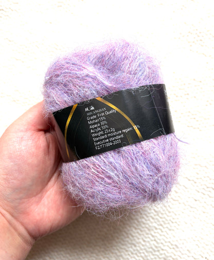 6 balls x 25g Mohair Alpaca yarn : Mohair + Alpaca + Acrylic : colour 03