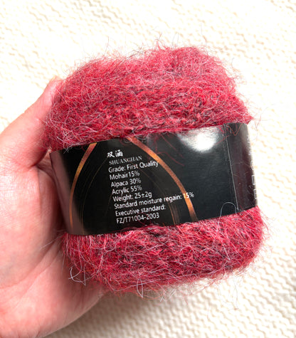 6 balls x 25g Mohair Alpaca yarn : Mohair + Alpaca + Acrylic : colour 05