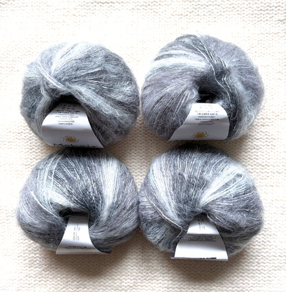 4 balls x 25g Cashmere Mohair yarn : Mohair + Wool + Cashmere + Nylon : Colour 09