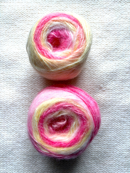 2 cakes x 50g Gradient Wool Blend Yarn : Colour 03 Pink and Yellow