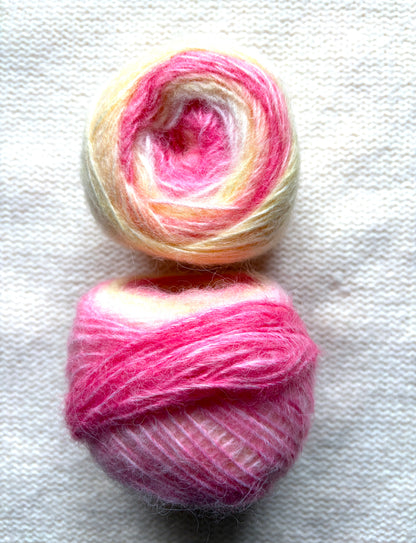 2 cakes x 50g Gradient Wool Blend Yarn : Colour 03 Pink and Yellow