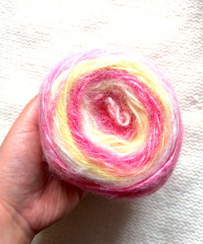 2 cakes x 50g Gradient Wool Blend Yarn : Colour 03 Pink and Yellow