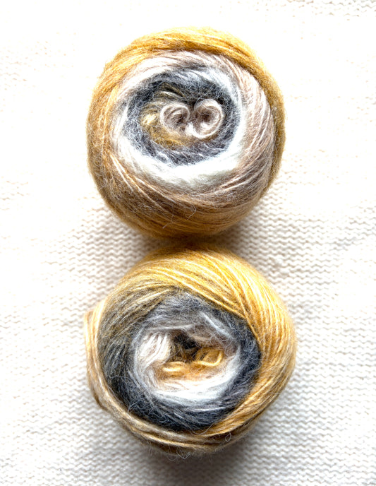 2 cakes x 50g Gradient Wool Blend Yarn : Colour 05 Brown and Grey