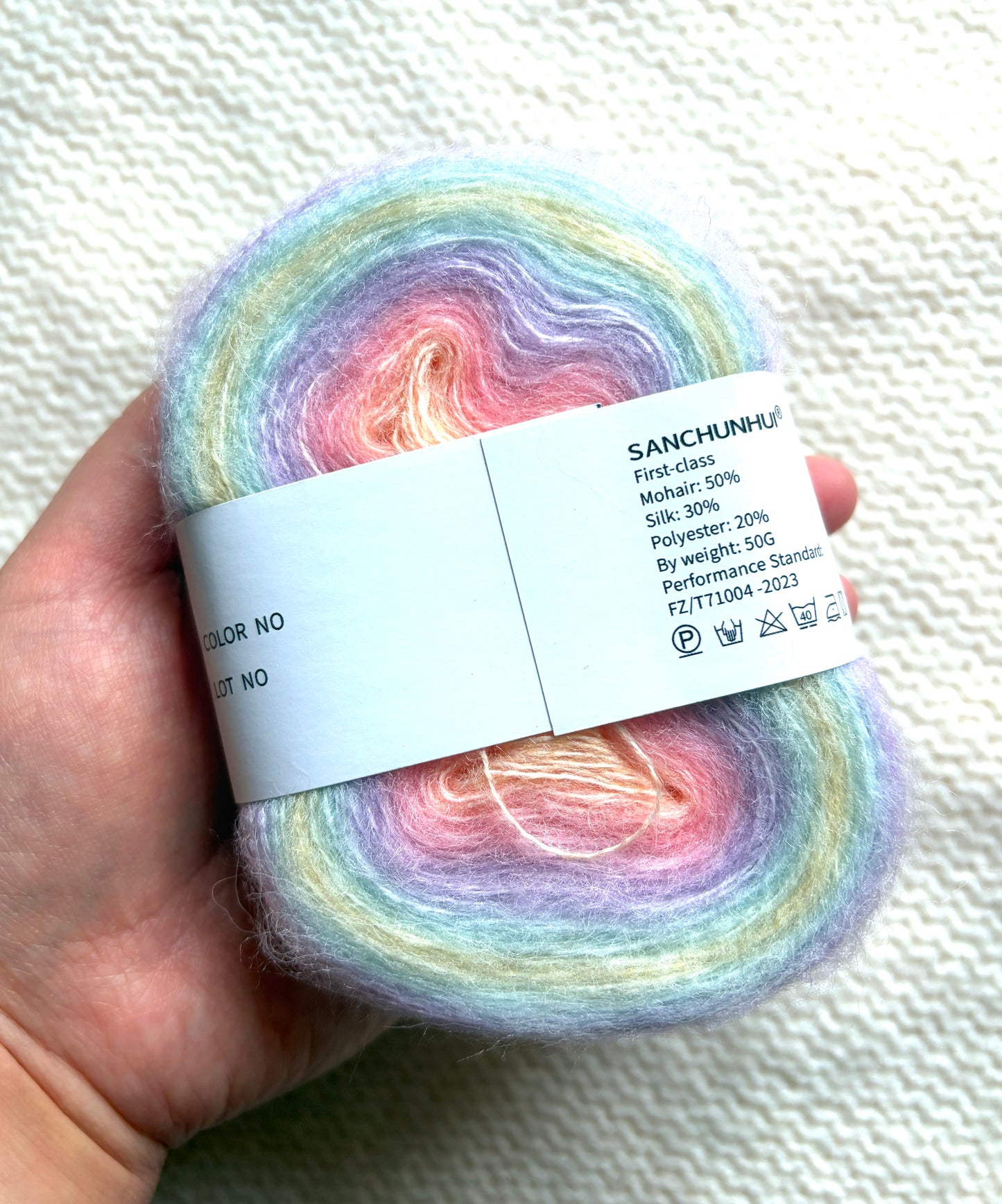3 cakes x 50g Gradient Mohair Silk Yarn : Mohair + Silk+ Polyester : 04 Pastel