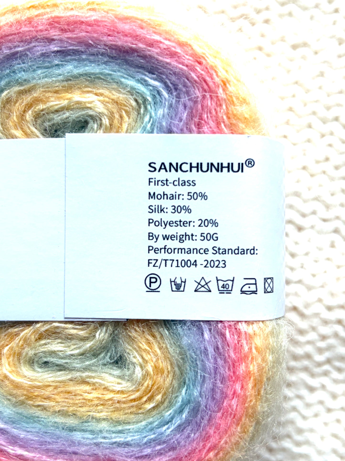 3 cakes x 50g Gradient Mohair Silk Yarn : Mohair + Silk+ Polyester : 04 Pastel