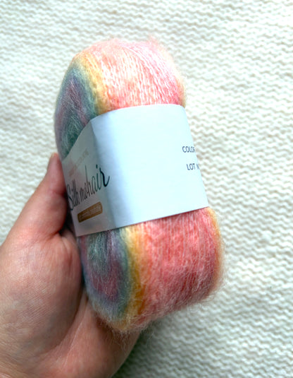 3 cakes x 50g Gradient Mohair Silk Yarn : Mohair + Silk+ Polyester : 04 Pastel