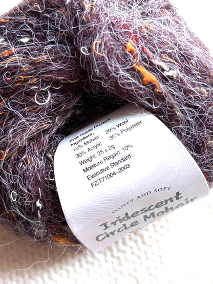 6 balls x 25g Mohair Wool yarn : Mohair + Wool + Acrylic + Polyester : 19 Coffee Brown