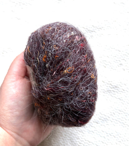 6 balls x 25g Mohair Wool yarn : Mohair + Wool + Acrylic + Polyester : 19 Coffee Brown