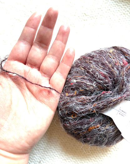 6 balls x 25g Mohair Wool yarn : Mohair + Wool + Acrylic + Polyester : 19 Coffee Brown
