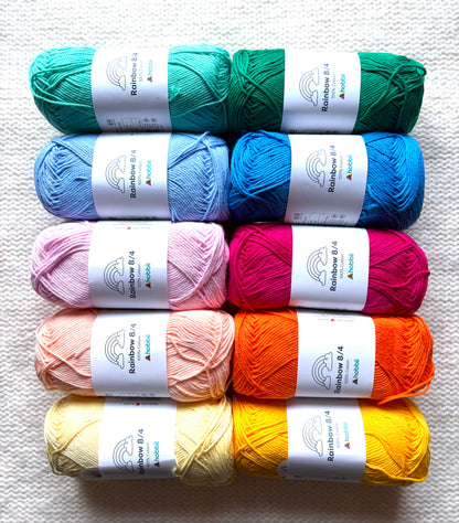 10 balls x 50g Hobbii : Rainbow Cotton Yarn 8/4 Pack 12 : 100% Cotton