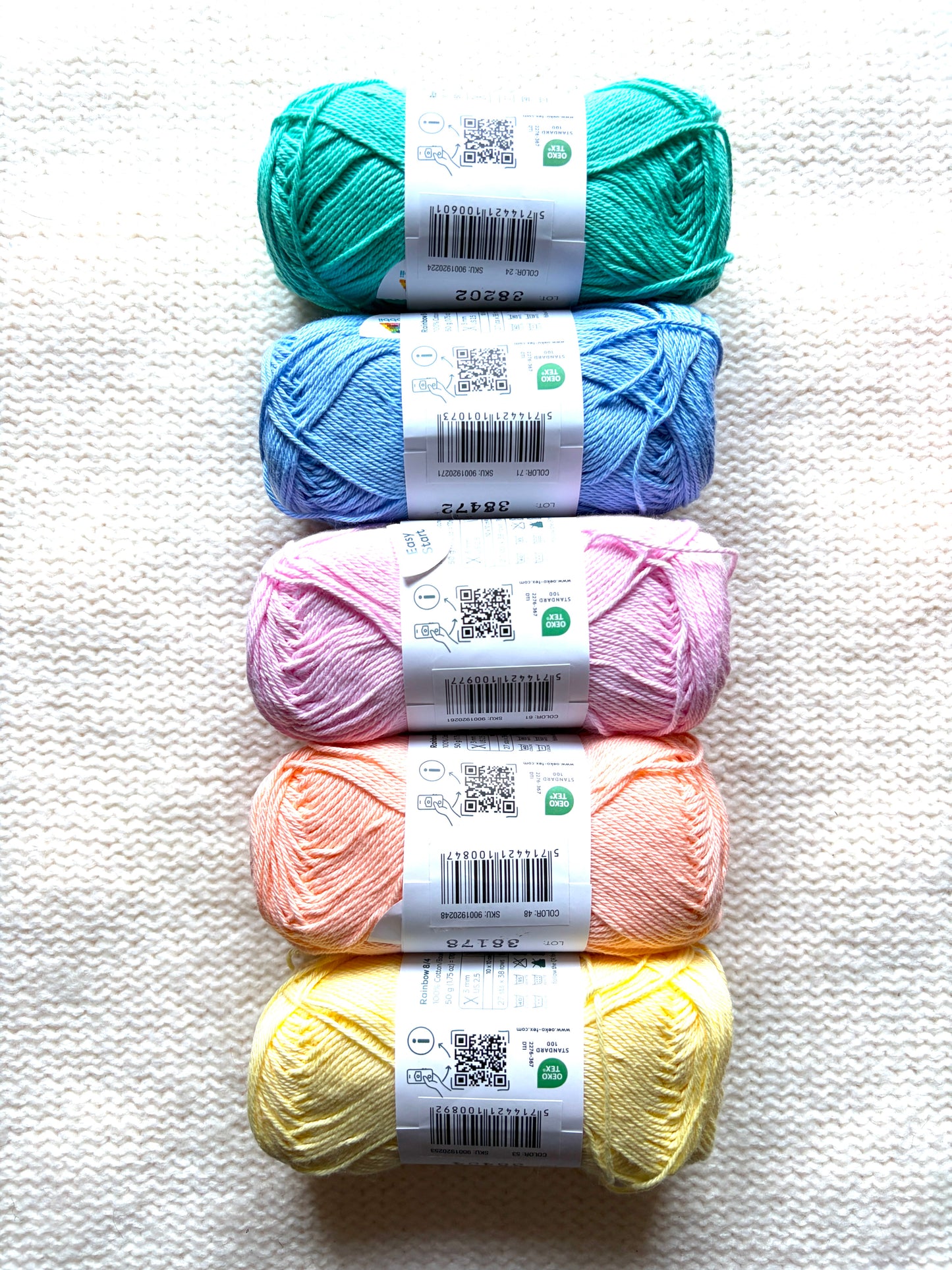 10 balls x 50g Hobbii : Rainbow Cotton Yarn 8/4 Pack 12 : 100% Cotton