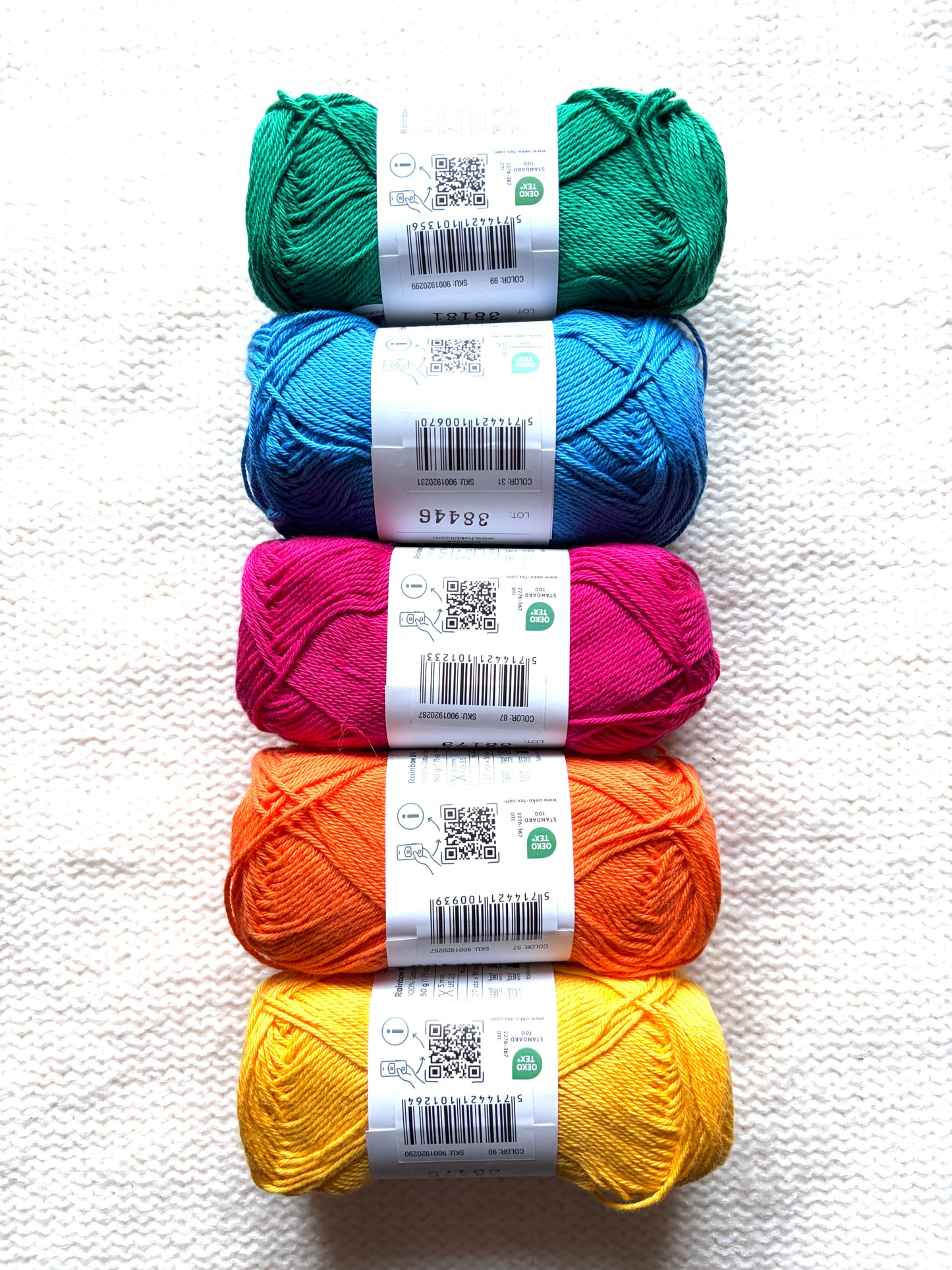 10 balls x 50g Hobbii : Rainbow Cotton Yarn 8/4 Pack 12 : 100% Cotton