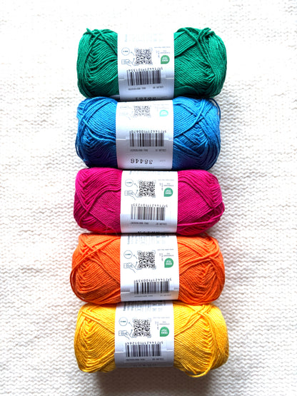 10 balls x 50g Hobbii : Rainbow Cotton Yarn 8/4 Pack 12 : 100% Cotton