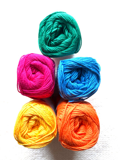 10 balls x 50g Hobbii : Rainbow Cotton Yarn 8/4 Pack 12 : 100% Cotton