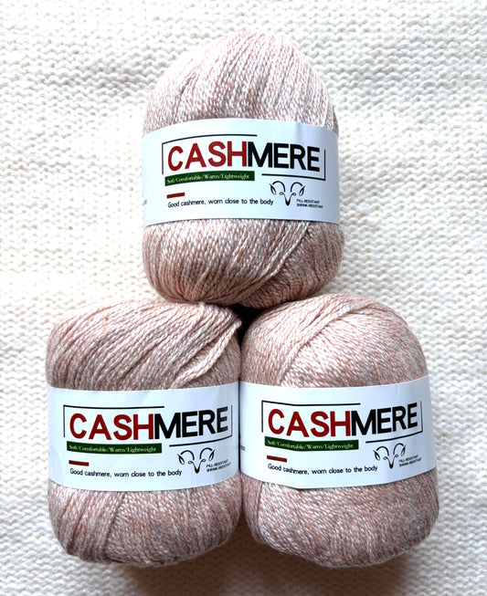 3 balls x 50g 100% Cashmere Yarn : 14 Sand