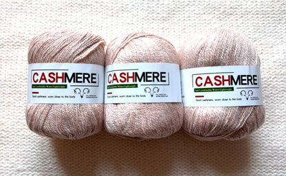 3 balls x 50g 100% Cashmere Yarn : 14 Sand