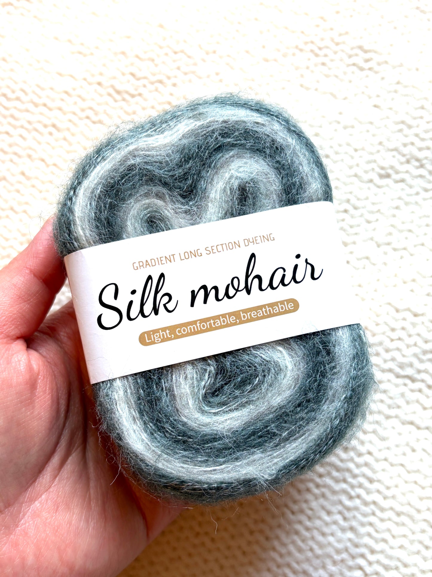 3 cakes x 50g Gradient Mohair Silk Yarn : Mohair + Silk+ Polyester : 09 Grey