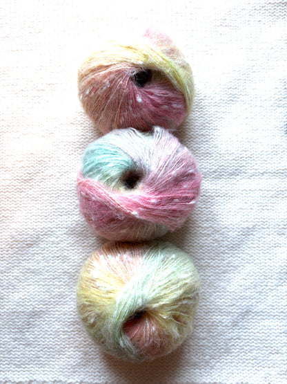 3 balls x 50g Mohair yarn : Gradient  Multicolour : 14