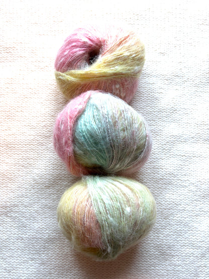 3 balls x 50g Mohair yarn : Gradient  Multicolour : 14